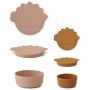 LIEWOOD - Olav 2er Set Snackboxen Dino Dark Rose - Mustard