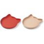 LIEWOOD - Silikon Teller Set Marty Cat Apple Red / Rose