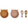 LIEWOOD - Evan Schale & Löffel Set Cat Mustard - Dark Rose