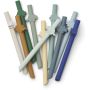 LIEWOOD - Badu Silikon Trinkhalme Set Dino Surf Blue Mix
