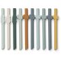 LIEWOOD - Badu Silikon Trinkhalme Set Safari Blue Mix