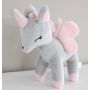 Melootka - Plüsch Einhorn grau- pink M