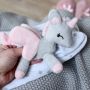 Melootka - Babyunicorn grau- pink mit Muslin