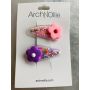 ArchNOllie - Haarclip Set Retro Blumen Glitter