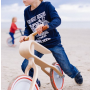 Brum Brum Bike - Laufrad Walnuss Holz dunkel Blau- weiss