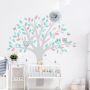 YokoDesign - Wandsticker Baum mit Eule mint- rosa