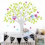 YokoDesign - Wandsticker Baum mit Eule grün- pink