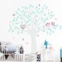 YokoDesign - Wandsticker Baum mit Eule grau- mint