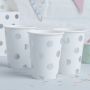 Ginger Ray - Partybecher Polka Dot Silber