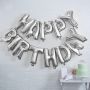 Ginger Ray - Ballon Schriftzug Girlande Happy Birthday silber
