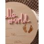 Holz Schild Hello World pink