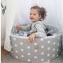 MeowBaby - Bällebad Grey Stars rund ohne Bälle 90x90x40cm