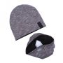 Ul & Ka - Beanie & Schal Set Melange Grey